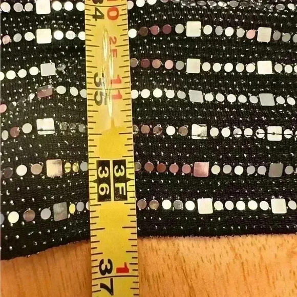 JH Evenings Black Stretch Silver Glitter Long Sleeve Dress Size 12 - Sparkles - Picture 7 of 7